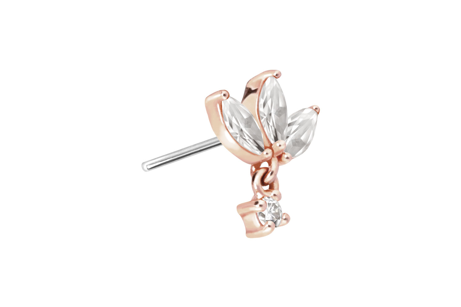 14 Karat Gold Aufsatz mit Titan Push Pin MOISSANIT-LOTUSBLÜTE von Piercingline